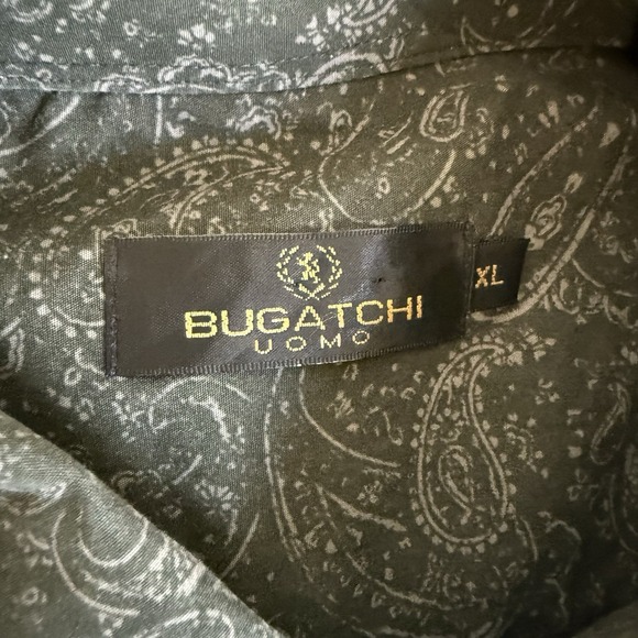 Bugatchi Men's‎ XL Green Paisley Print Long Sleeve Button Down Shirt Top Cotton - Picture 4 of 7